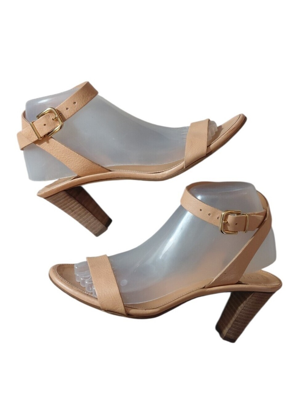 J. Crew Tan Leather Ankle-Strap Block Heel Sandals